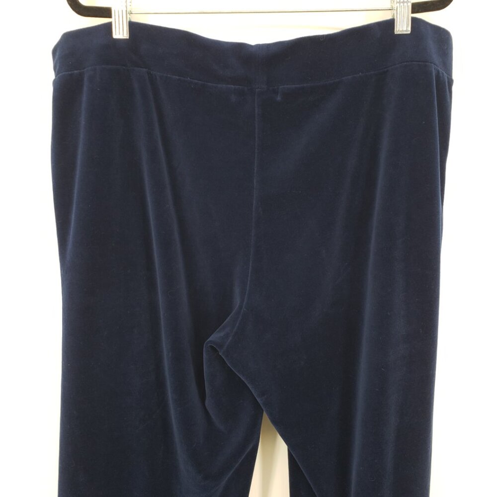 Ralph Lauren Velour Velvet Wide Leg Pull On Pants XL Womens Lounge Navy Blue - Picture 6 of 7